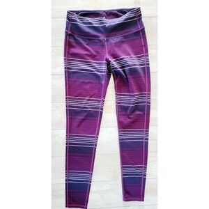 Athleta M Colorblock Purple Striped Chaturanga Leggings Women's Size Medium‎ NEW